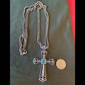 Silver/ turquoise cross.